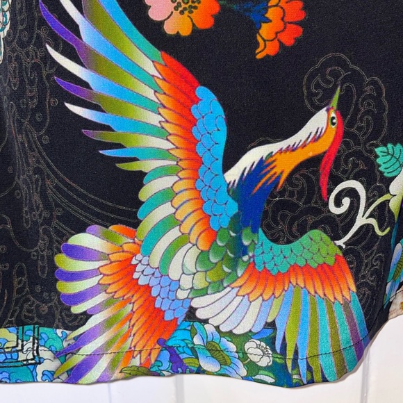 Johnny Was 100% Sill Black Floral Crewneck Short Sleeved Tee - Picture 9 of 16